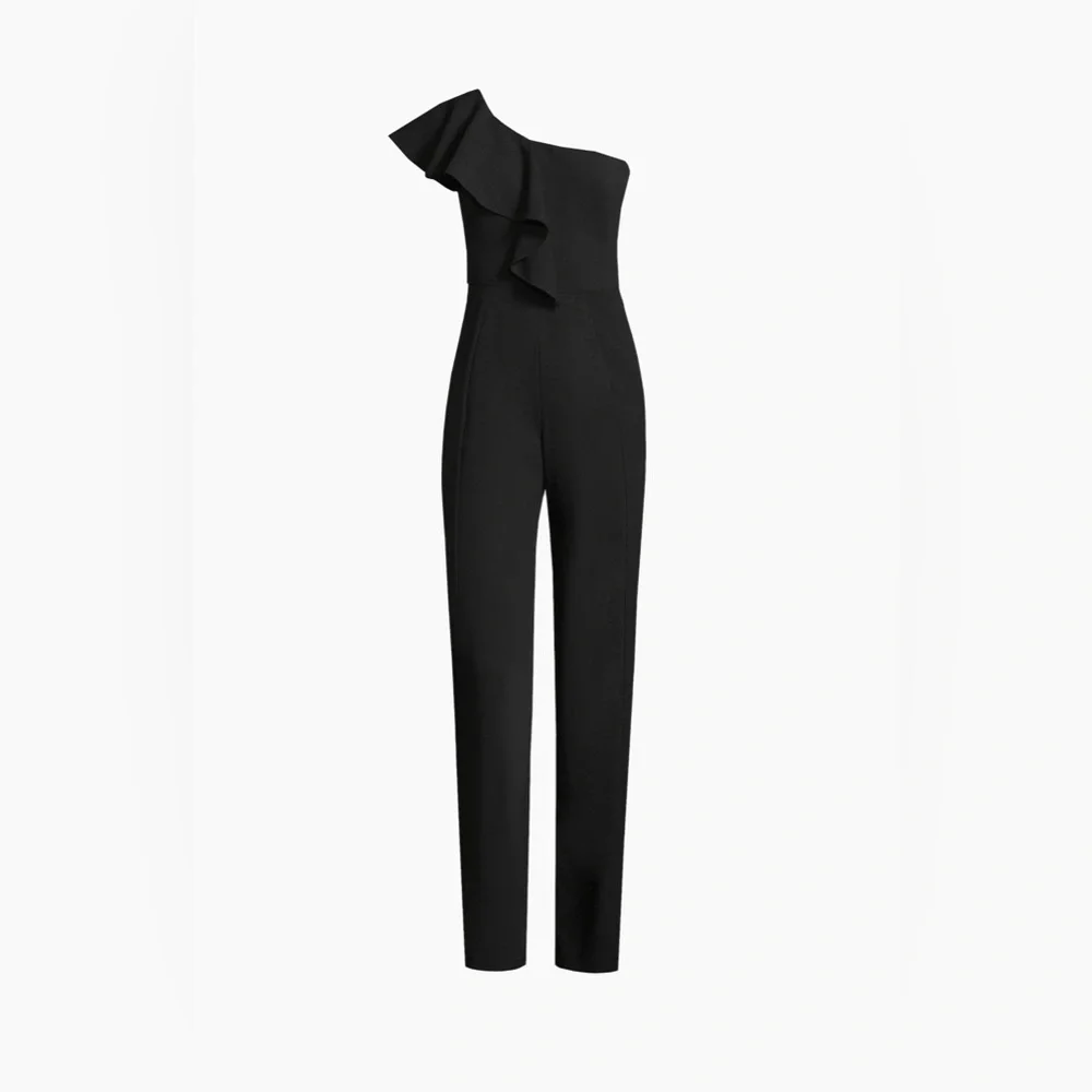 Black Halo NWT One-Shoulder Jumpsuit sz 6 - Picture 3 of 11